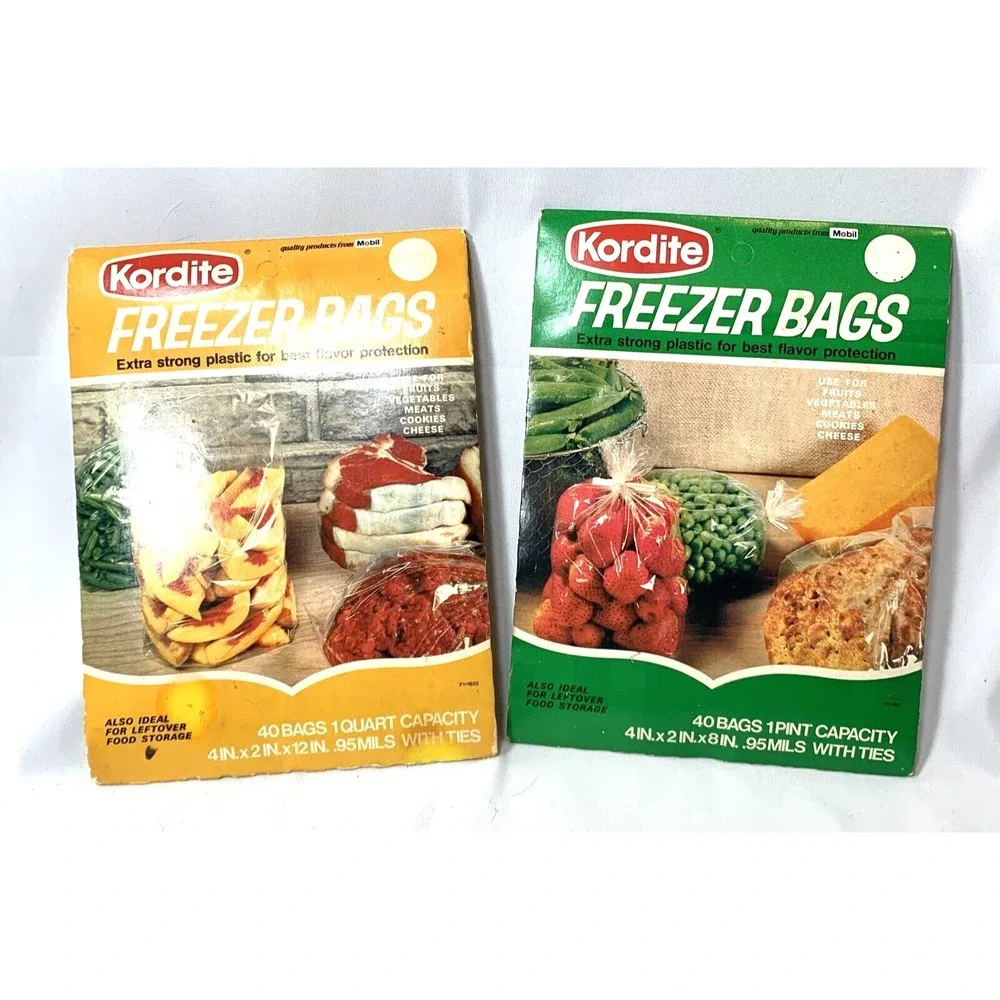 Kordite Freezer Bags Food Storage Vintage‎ 1973 Open Pkgs USA made